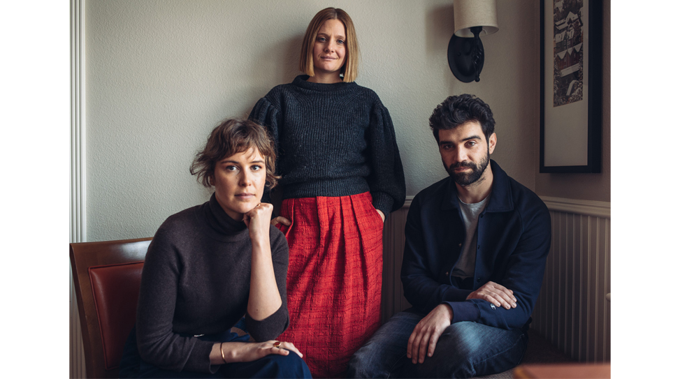 Carla Juri (L), Romola Garai (C), and Alec Secareanu (R), the director and stars of Amulet.